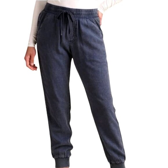 Splendid Linen-Blend Jogger Pants Navy XL Smock Waist 4-Pocket Styling Splendid - Picture 1 of 6